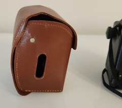 Vtg Argus Super Seventy Five Box Film Camera w/ Flash Unit, Strap & Cowhide Case