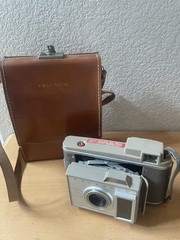Vintage Polaroid J33 Land Camera With Original Leather Brown Case Untested