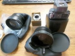 4 Vint. Camera Accessories – 2 Lens, Eye Piece Magnifier & Gossen Variable Angle