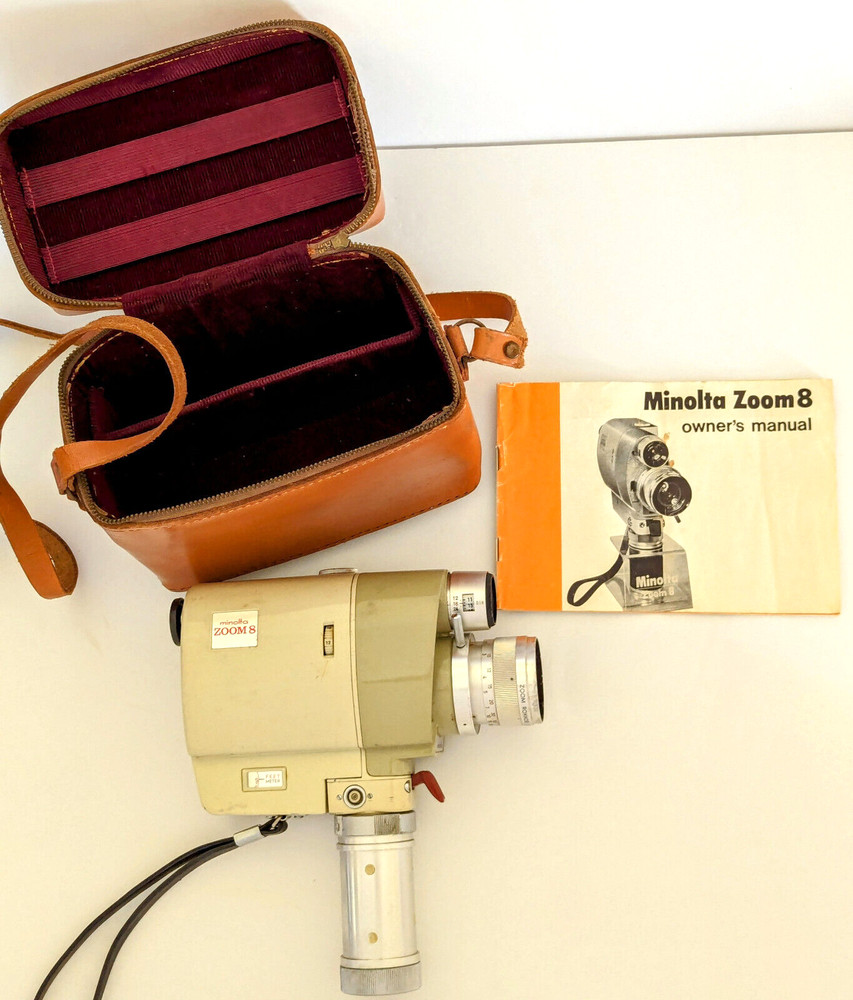 Minolta Zoom 8 Movie Camera 8mm, Manual, Grip, Case – AS IS, Not Working