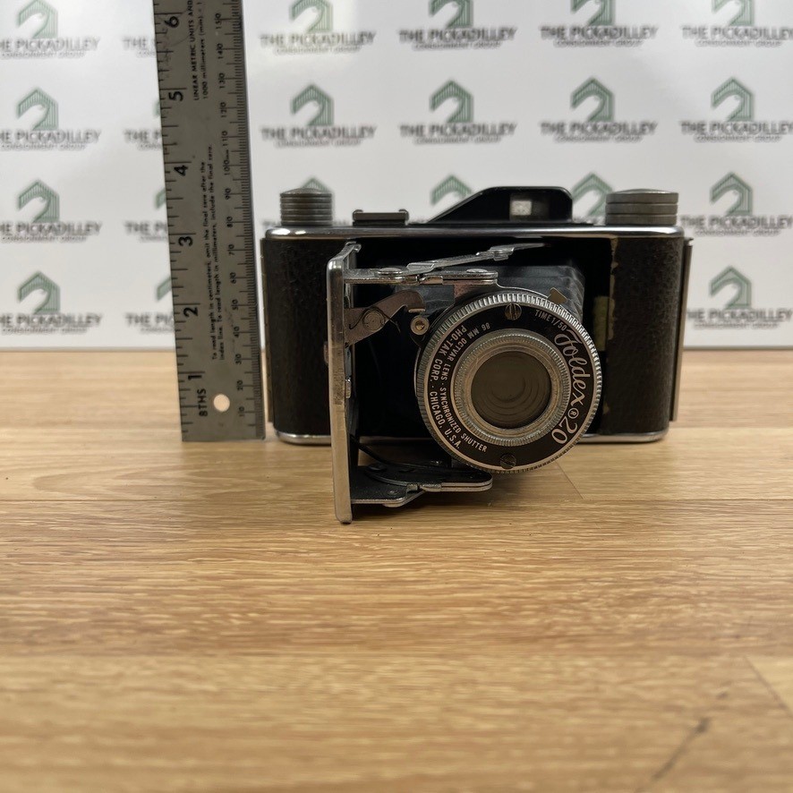 Pho-Tak Foldex 20 Vintage Folding Camera 86mm Octvar Lens Chicago USA Untested