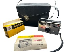 Vintage Kodak Instamatic 100 Camera Lot w/ Film, Manual, Red Felt Case MCM Decor