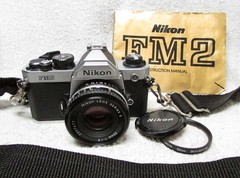 Vintage NIKON FM2 35mm SLR Film Camera w/ 50mm. Honeycomb Shutter. Works Great