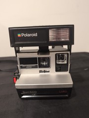 Polaroid Sun 600 LMS Vintage Instant Camera Black Silver