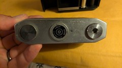 Vintage Japan Tower 35mm camera with a Color Luna f=45mm 1:3.5″ lens. Solid