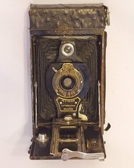 Kodak A-120 Autographic Film Folding Camera Leather Clad 8 GE Sure Fire 5B Bulbs
