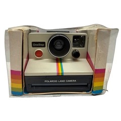 Polaroid SX-70 One Step Rainbow Instant Land Camera in Box + Flash Bar, VINTAGE