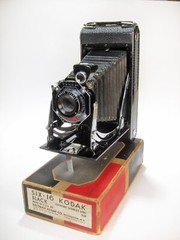 Vintage Kodak Six-16 Black Folding Camera with Box, Deco Beauty!