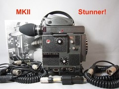 MKII BOLEX EL 16MM MOVIE CAMERA, B-MOUNT CAP, + POWER CABLES