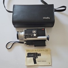Minolta Autopak-8 D6 Super 8 Non-Reflex Movie Camera Black w/ Case & Manual