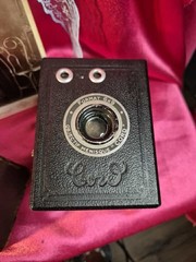 1940s Cord Box Camera 6×9 Format made in France with Case & Antique Sepia Photo