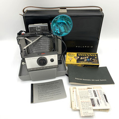VTG Polaroid Automatic Land Camera 103 w/ Leather Case Flash Attachment Clip