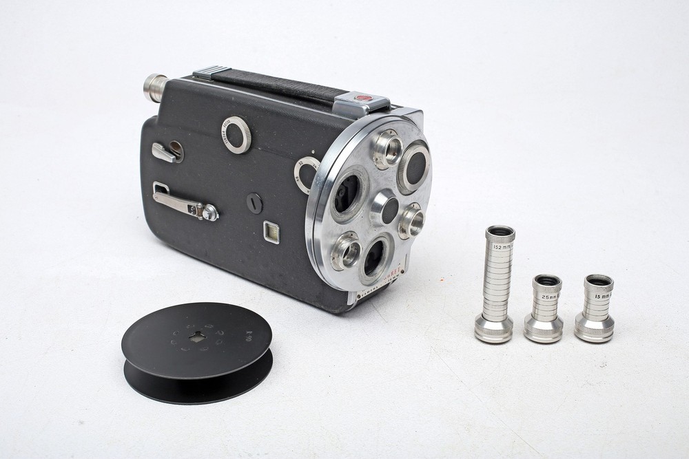 Kodak K-100 Turret K100 16mm Cine Film Camera+3- Finders 15mm/25mm/152mm++Works