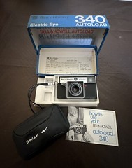 Vintage Bell & Howell Electric Eye 340 Autoload Camera – Original case & manual