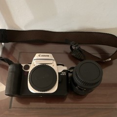 Canon EOS Elan II 35mm SLR Film Camera w/ Strap, Black/Silver, Battery