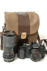 ✅ KONICA FS1 35MM SLR CAMERA HEXANON AR 40MM 1.8 TAMRON 35-135MM TELE MACRO LENS
