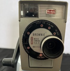 Vintage Kodak Brownie 8 Movie Camera f/2.7 Lens Spring Motor Works Film Inside