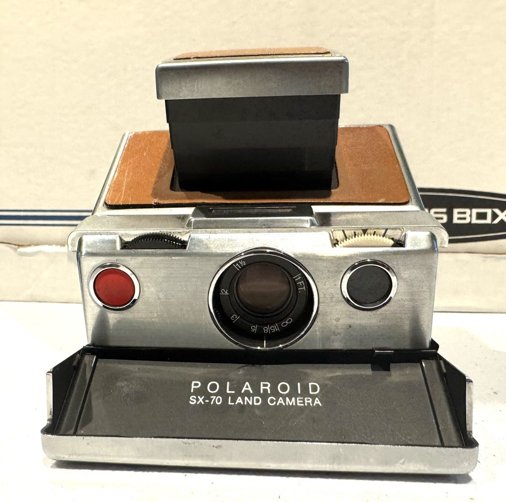 Vintage Original Polaroid SX-70 Folding Instant Camera – Chrome & Tan Leather