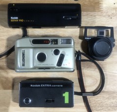 Lot Of 3 Cameras + 1 Attachment Bell & Howell F3-5 – Kodak Camera *UNTESTED*