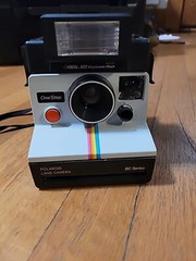 Vintage Polaroid One Step Land Camera BC Series & Focal 600 Flash UNTESTED
