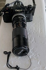 Working Canon A-1 Black 35mm SLR Film Camera w/ Canon 70-100mm Zoom Lens