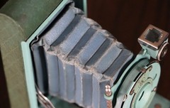 Vintage 1930s Kodak Petite Camera Art Deco Original Bellows Green Carry Case