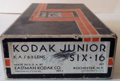 VTG KODAK JUNIOR SIX-16 6-3 LENS FOLDING ROLL FILM CAMERA W/BOX ab