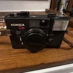 Vintage Konica C35 EF 35mm Film BLK Camera Hexanon 38mm f/2.8 Tested Flash Works