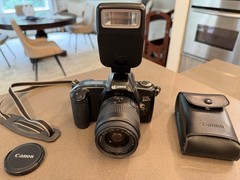 Canon EOS Rebel X Film SLR Camera with 35-80mm Lens and Speedlite 200E Flash