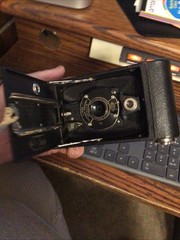 6.5” KODO CAMERA LEATHER COVERED HAWK EYE . 1930’s No 2 Folding Cartridge Old