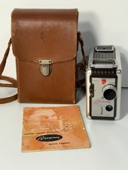 EASTMAN KODAK BROWNIE MOVIE CAMERA 8MM WITH CASE AND INSTRUCTION BOOK
