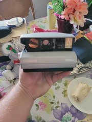 Polaroid 1200si Silver Dark Blue Vintage Instant Camera