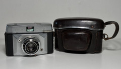 Vintage FERRANIA Lince 3S 35mm film camera with leather case, Italy