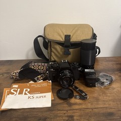 Vintage Sears KS Super 35mm Camera with Accessories Lenses Untested