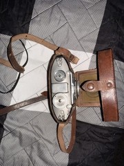 Vintage Folding Camera, Brown Leather Carry Case with Strap Included
