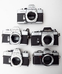 AS-IS Bulk Lot 5 Minolta 35mm Film Cameras SRTMC-II, Xg7, SRT101 (2x), XE-5