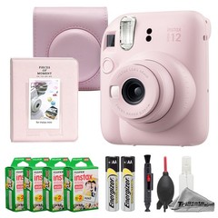Fujifilm Instax Mini 12 Camera (Blossom Pink) w/ 80 Film, Cleaning Kit & Album