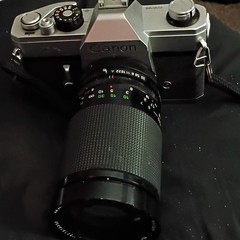 Canon TX Silver Vintage SLR 35mm Film Camera w/ Attached Macro Zoom Lens 35-200