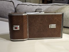 Vintage Polaroid Speedliner Model 95B Folding Instant Film Camera Brown Leather