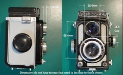 Yashica 44A TLR Twin Lens Hood (dual) & Cap 3D-Printed (does not include camera)