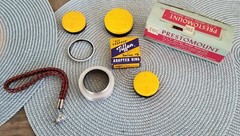 VTG. LOT OF KODAK TIFFEN LENS ADAPTER RINGS PRESTOMOUNT SLIDE MOUNTS LANYARD